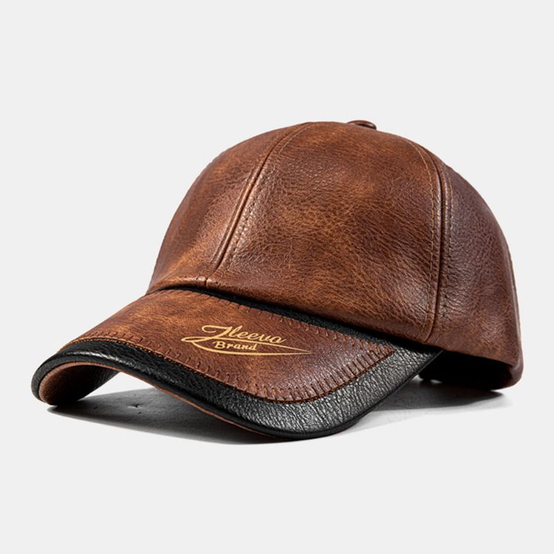 Hommes Casquette De Baseball Pu Couture Parasol Extérieur Coupe-vent Chapeau De Conduite Sauvage