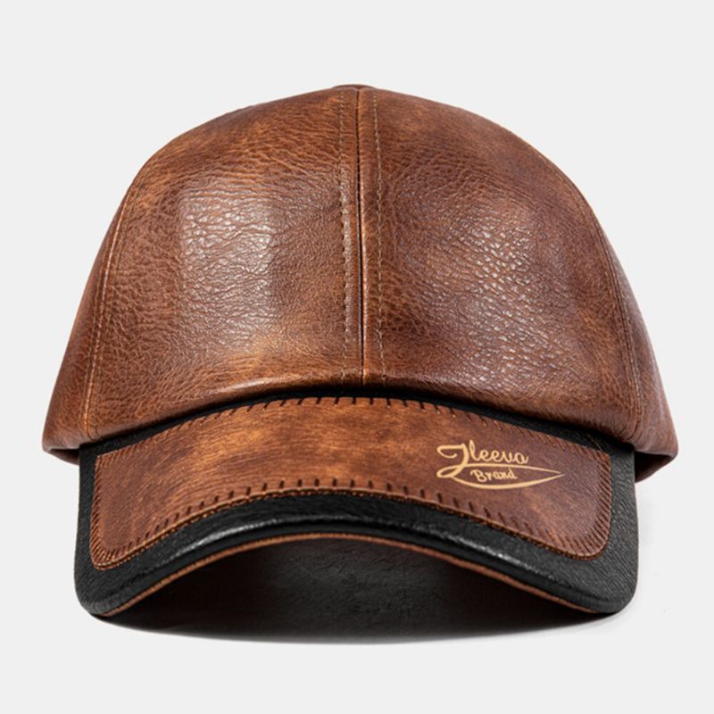 Hommes Casquette De Baseball Pu Couture Parasol Extérieur Coupe-vent Chapeau De Conduite Sauvage