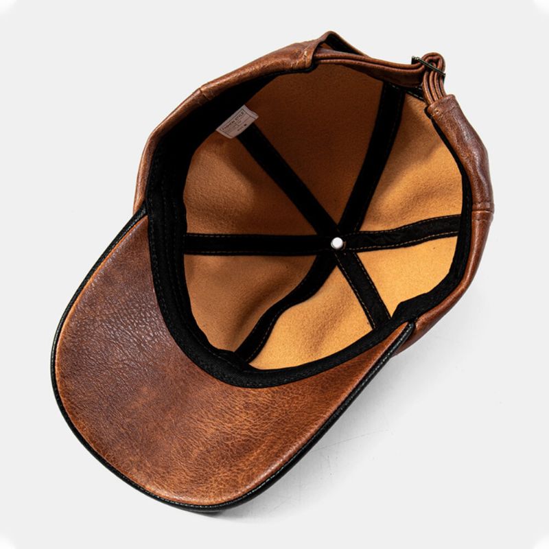 Hommes Casquette De Baseball Pu Couture Parasol Extérieur Coupe-vent Chapeau De Conduite Sauvage