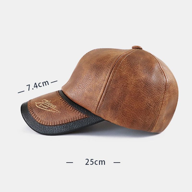 Hommes Casquette De Baseball Pu Couture Parasol Extérieur Coupe-vent Chapeau De Conduite Sauvage