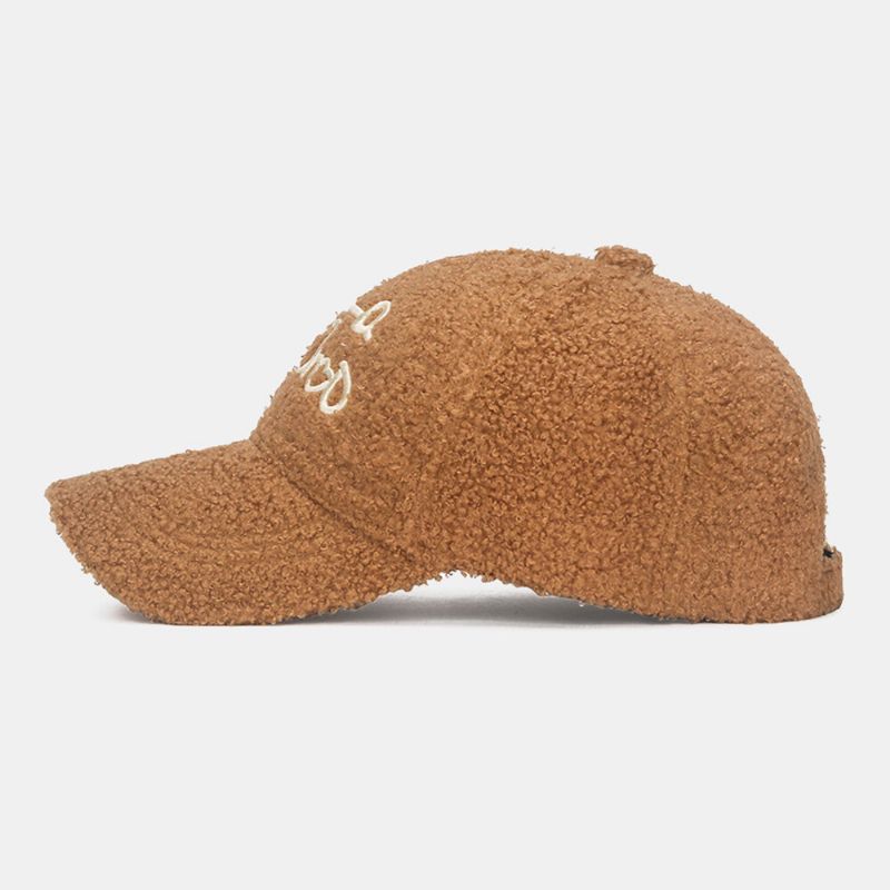 Hommes Casquette De Baseball Teddy Velours Amour Lettre Broderie Extérieur Tout Match Chaleur Canard Langue Casquette Femmes