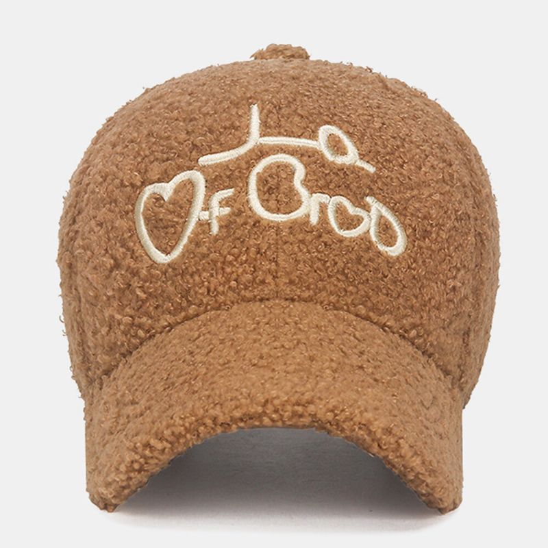 Hommes Casquette De Baseball Teddy Velours Amour Lettre Broderie Extérieur Tout Match Chaleur Canard Langue Casquette Femmes