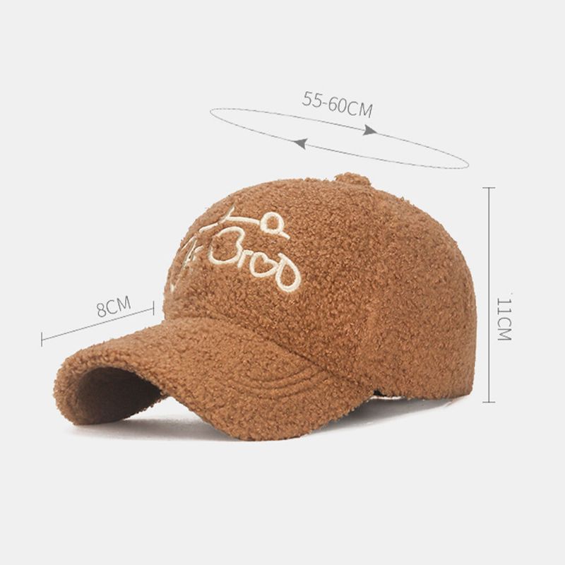 Hommes Casquette De Baseball Teddy Velours Amour Lettre Broderie Extérieur Tout Match Chaleur Canard Langue Casquette Femmes