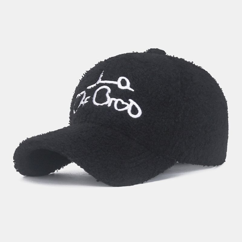 Hommes Casquette De Baseball Teddy Velours Amour Lettre Broderie Extérieur Tout Match Chaleur Canard Langue Casquette Femmes