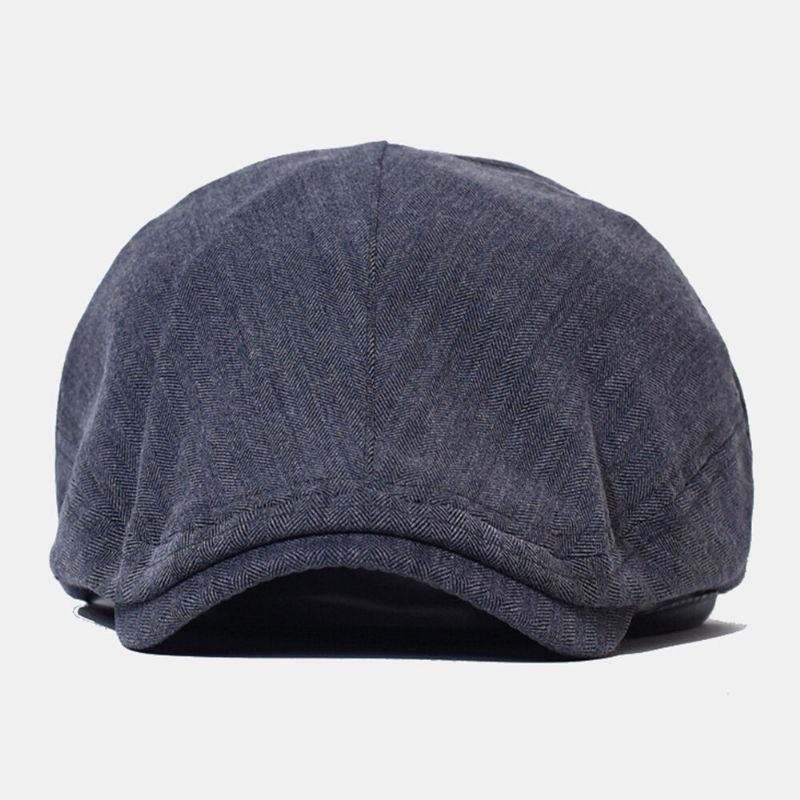 Hommes Casquette Gavroche Coton Lin Solide Chevrons Rayures Élastique Réglable Décontracté Avant Chapeau Peintre Chapeau Béret Casquette Plate