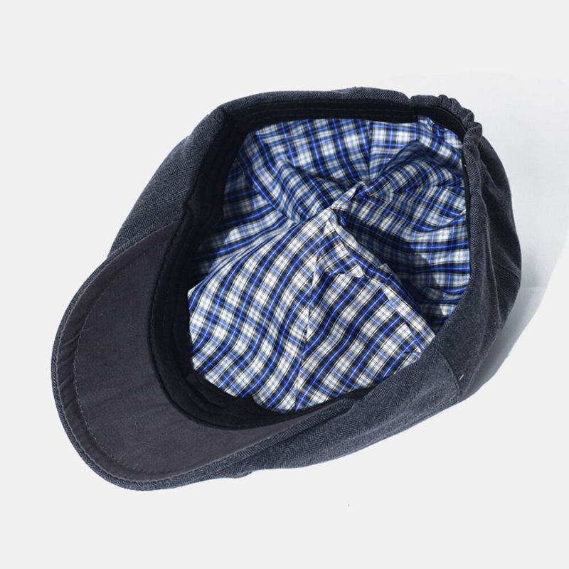 Hommes Casquette Gavroche Coton Lin Solide Chevrons Rayures Élastique Réglable Décontracté Avant Chapeau Peintre Chapeau Béret Casquette Plate