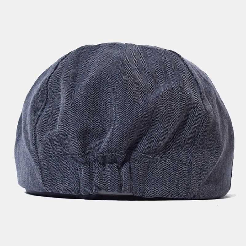 Hommes Casquette Gavroche Coton Lin Solide Chevrons Rayures Élastique Réglable Décontracté Avant Chapeau Peintre Chapeau Béret Casquette Plate