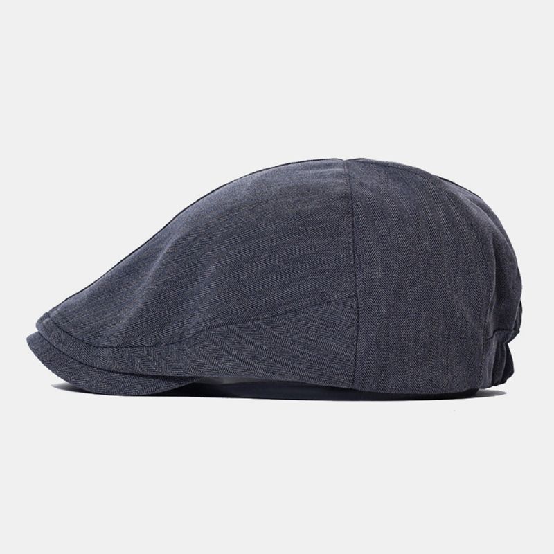 Hommes Casquette Gavroche Coton Lin Solide Chevrons Rayures Élastique Réglable Décontracté Avant Chapeau Peintre Chapeau Béret Casquette Plate