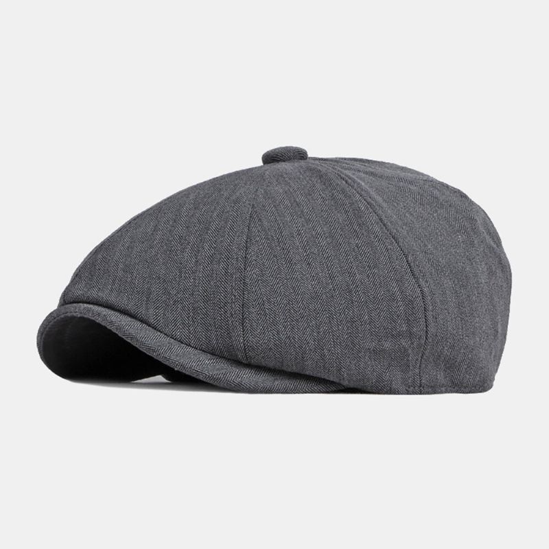 Hommes Casquette Gavroche Coton Solide Chevrons Rayures Élastique Respirant Décontracté Avant Chapeau Peintre Chapeau Béret Casquette Plate