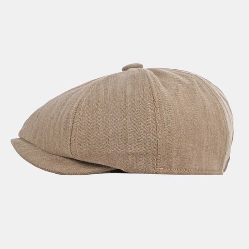 Hommes Casquette Gavroche Coton Solide Chevrons Rayures Élastique Respirant Décontracté Avant Chapeau Peintre Chapeau Béret Casquette Plate