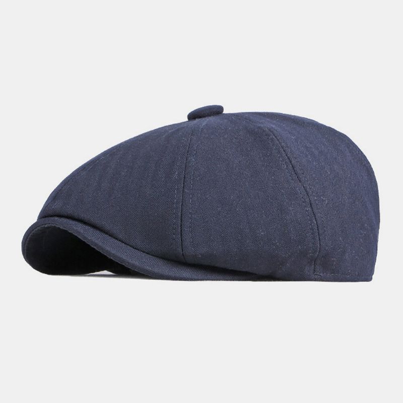 Hommes Casquette Gavroche Coton Solide Chevrons Rayures Élastique Respirant Décontracté Avant Chapeau Peintre Chapeau Béret Casquette Plate