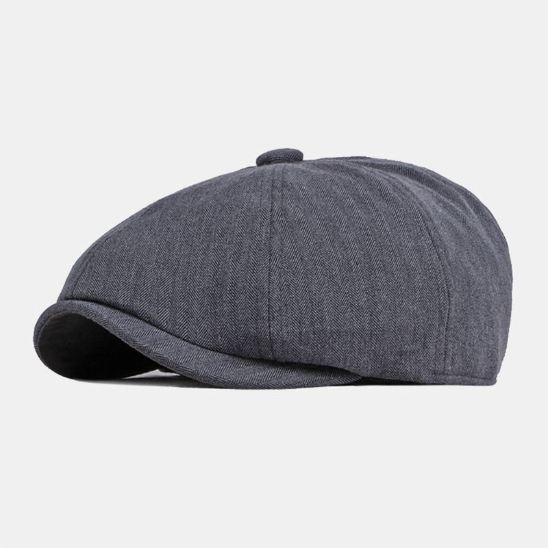 Hommes Casquette Gavroche Coton Solide Chevrons Rayures Élastique Respirant Décontracté Avant Chapeau Peintre Chapeau Béret Casquette Plate