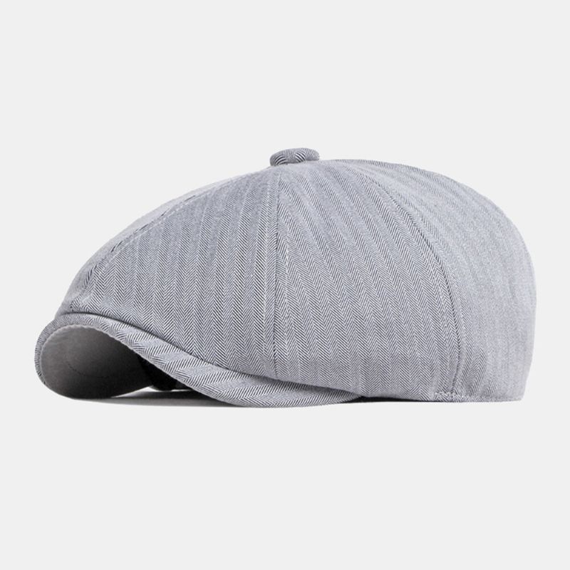 Hommes Casquette Gavroche Coton Solide Chevrons Rayures Élastique Respirant Décontracté Avant Chapeau Peintre Chapeau Béret Casquette Plate