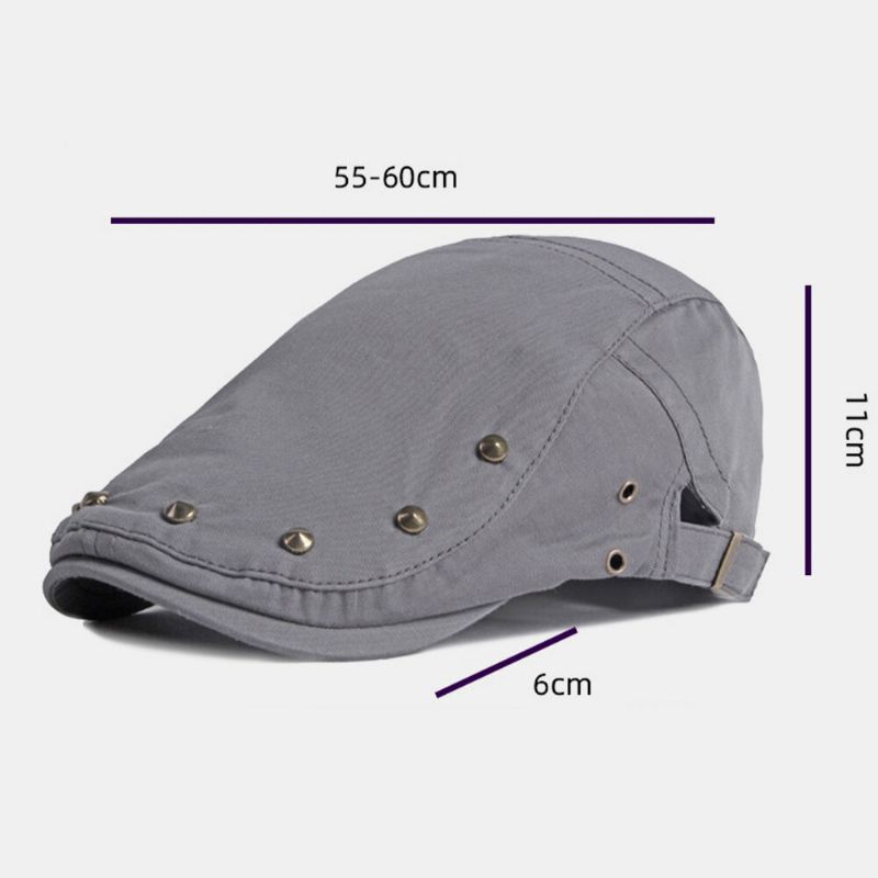 Hommes Casquette Gavroche Polyester Coton Couleur Unie Rivet Décoratif Pare-soleil Décontracté Avant Chapeau Béret Casquette Plate