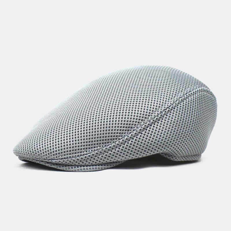 Hommes Casquette Gavroche Polyester Maille Tissu Couleur Unie Élastique Réglable Extérieur Respirant Pare-soleil Avant Chapeau Béret Casquette Plate