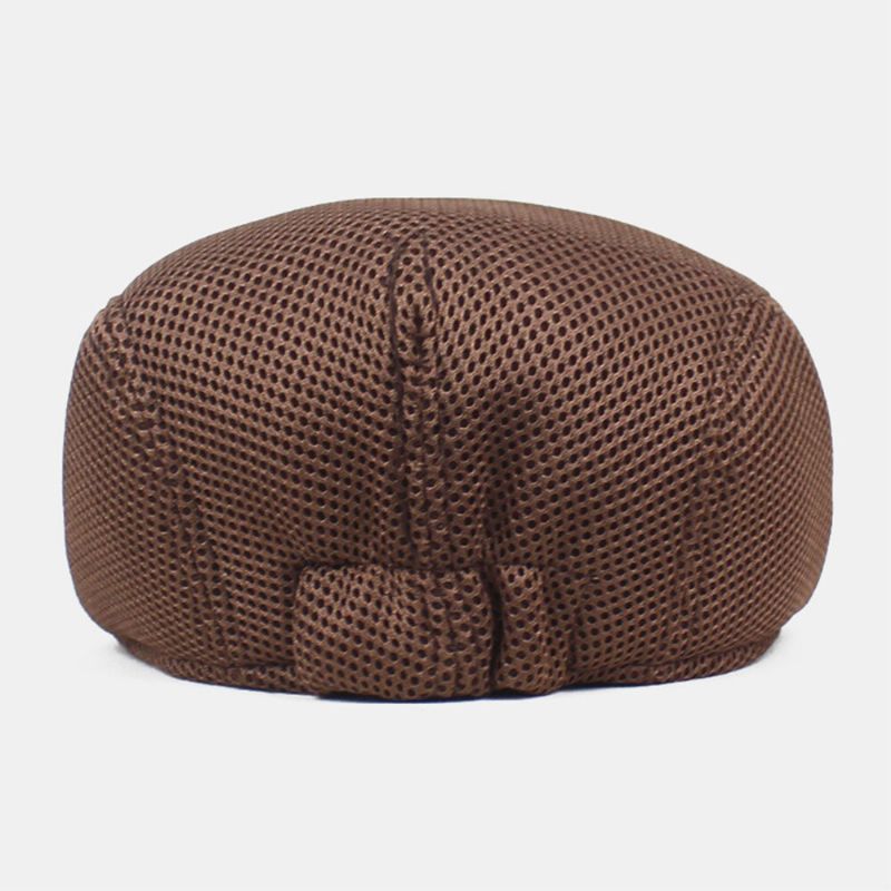 Hommes Casquette Gavroche Polyester Maille Tissu Couleur Unie Élastique Réglable Extérieur Respirant Pare-soleil Avant Chapeau Béret Casquette Plate