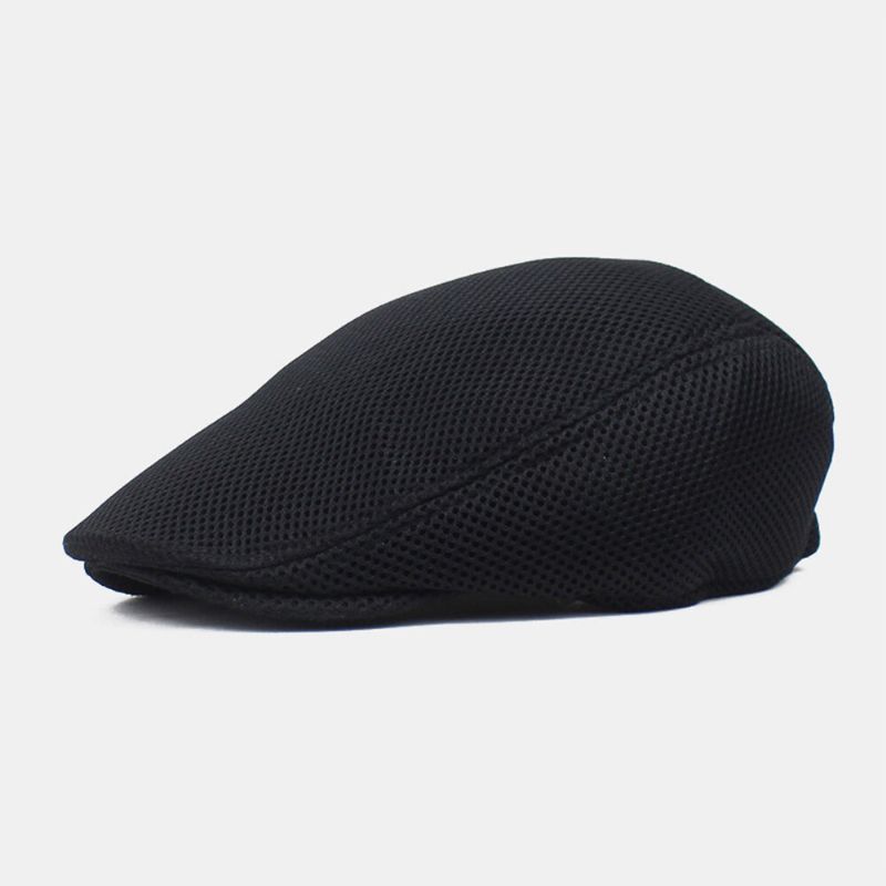 Hommes Casquette Gavroche Polyester Maille Tissu Couleur Unie Élastique Réglable Extérieur Respirant Pare-soleil Avant Chapeau Béret Casquette Plate