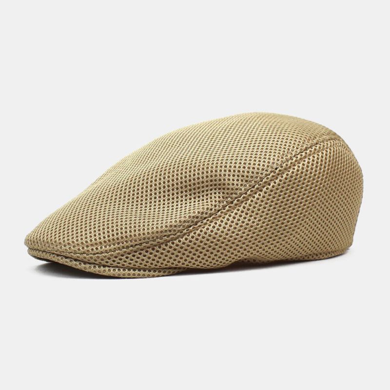 Hommes Casquette Gavroche Polyester Maille Tissu Couleur Unie Élastique Réglable Extérieur Respirant Pare-soleil Avant Chapeau Béret Casquette Plate