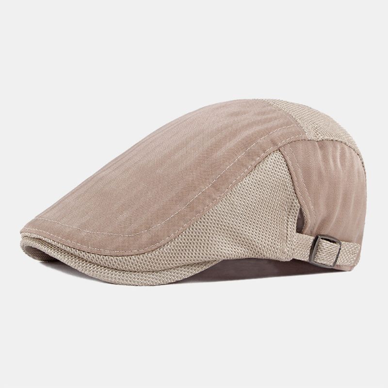 Hommes Casquette Gavroche Rayures Verticales Polyester Maille Patchwork Réglable Extérieur Respirant Pare-soleil Avant Chapeau Béret Casquette Plate