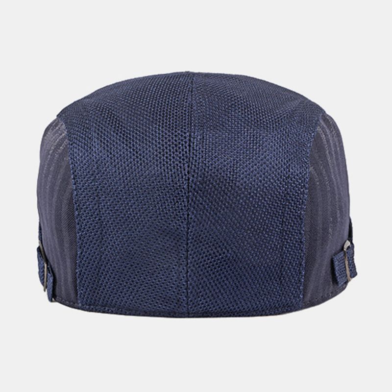 Hommes Casquette Gavroche Rayures Verticales Polyester Maille Patchwork Réglable Extérieur Respirant Pare-soleil Avant Chapeau Béret Casquette Plate