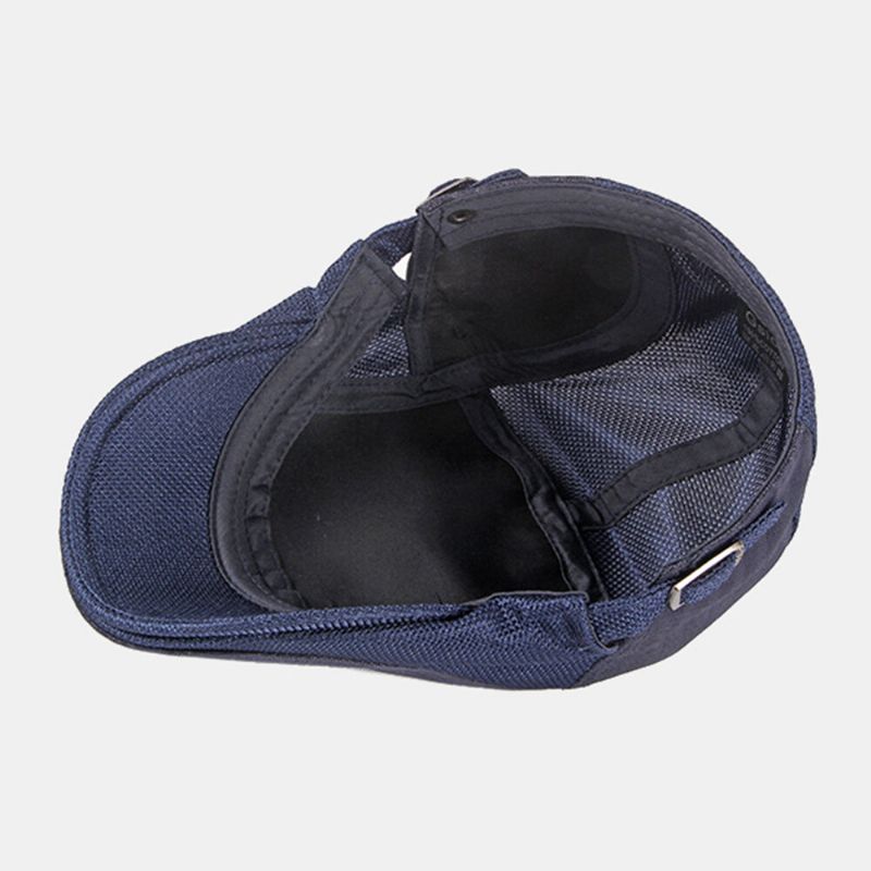 Hommes Casquette Gavroche Rayures Verticales Polyester Maille Patchwork Réglable Extérieur Respirant Pare-soleil Avant Chapeau Béret Casquette Plate