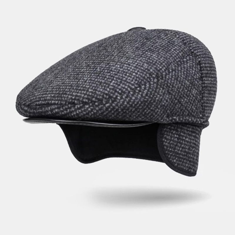 Hommes Casual Automne Hiver Chaud Oreille Protection Épaissir Avant Chapeau En Plein Air Cool-protection Newsboy Cap Bérets Chapeau Plat Chapeau De Conduite