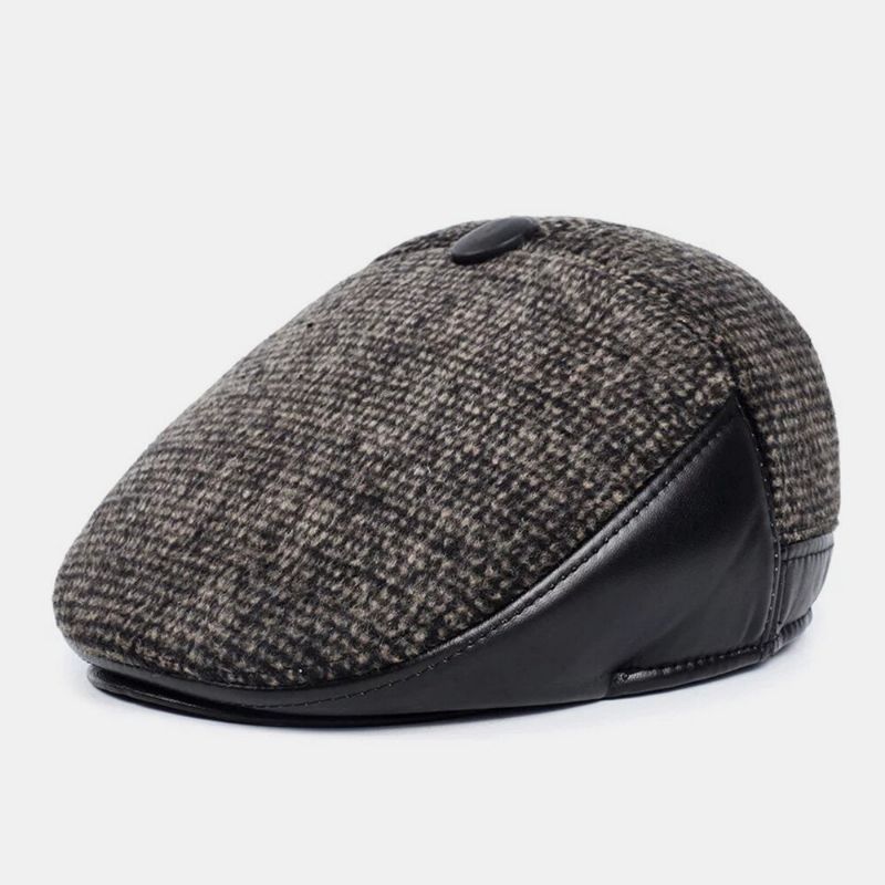 Hommes Casual Automne Hiver Chaud Oreille Protection Épaissir Avant Chapeau En Plein Air Cool-protection Newsboy Cap Bérets Chapeau Plat Chapeau De Conduite