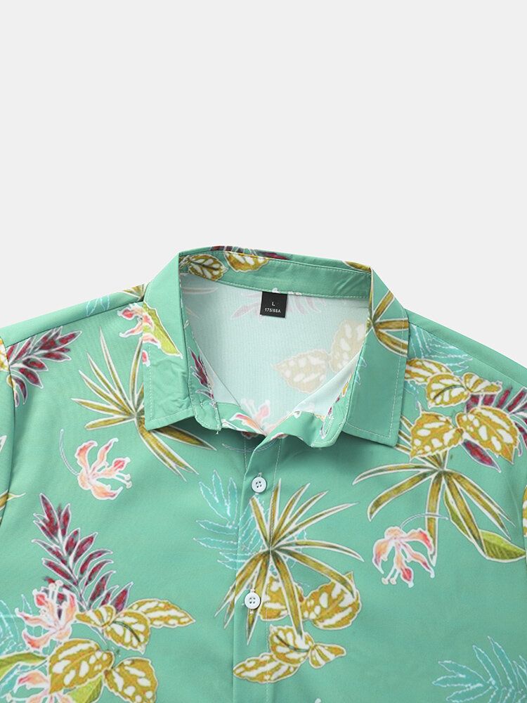 Hommes Casual Plants Pattern Skin Friendly Casual Front Buttons Shirts