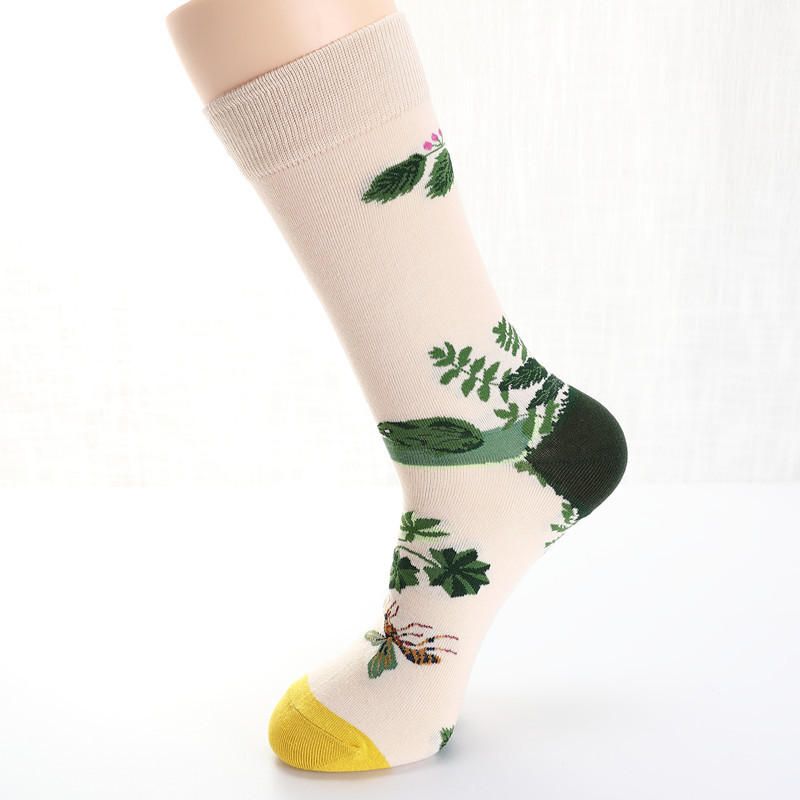 Hommes Colombe Tulipes Oiseaux Et Fleurs Illustration Mode Chaussettes