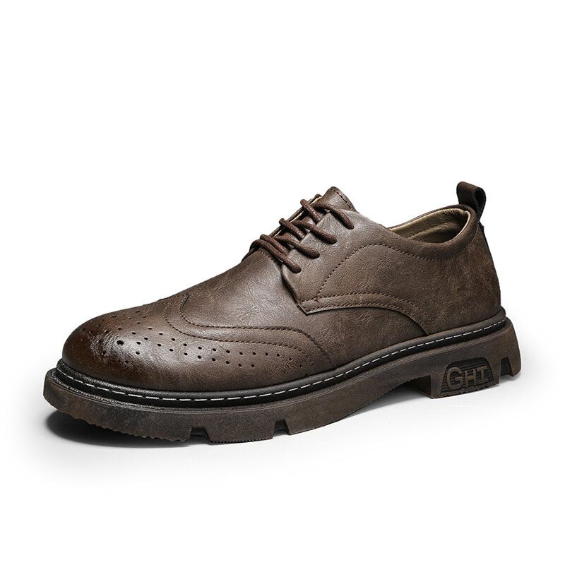 Hommes Confortable Bout Rond À Lacets Oxfords Brogue Chaussures Décontractées