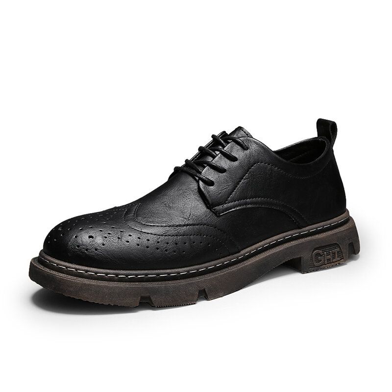 Hommes Confortable Bout Rond À Lacets Oxfords Brogue Chaussures Décontractées