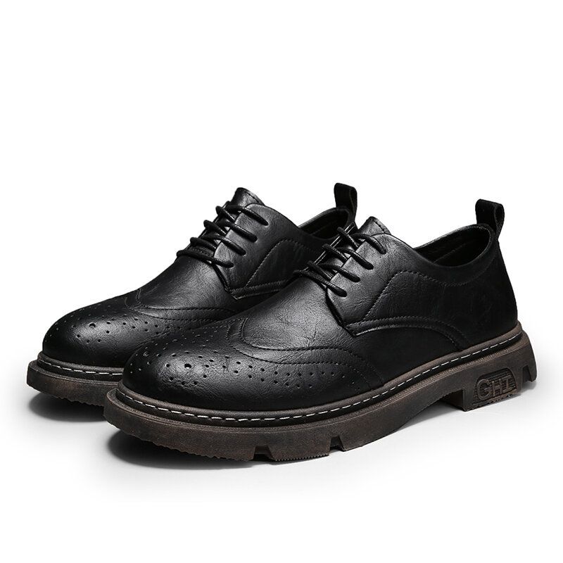 Hommes Confortable Bout Rond À Lacets Oxfords Brogue Chaussures Décontractées