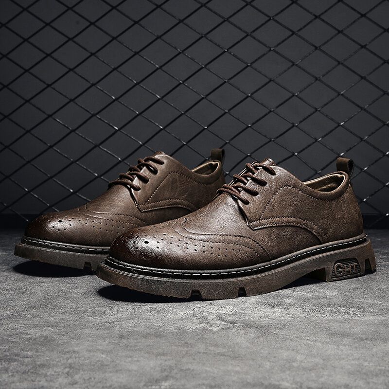 Hommes Confortable Bout Rond À Lacets Oxfords Brogue Chaussures Décontractées