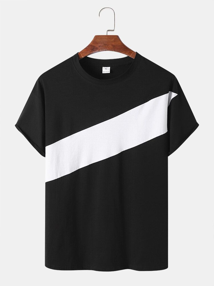 Hommes Contraste Colorblock Skin Friendly Short Sleeve Brief Style Casual T-shirt