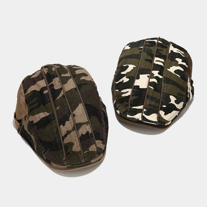 Hommes Coton Béret Cap Camouflage Casual Parasol Forward Hat Flat Cap