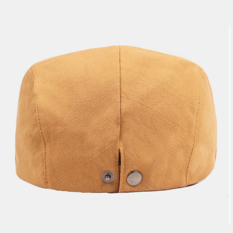 Hommes Coton Béret Casquette Couleur Unie Réglable Décontracté Rétro Parasol Avant Casquette Chapeau Plat