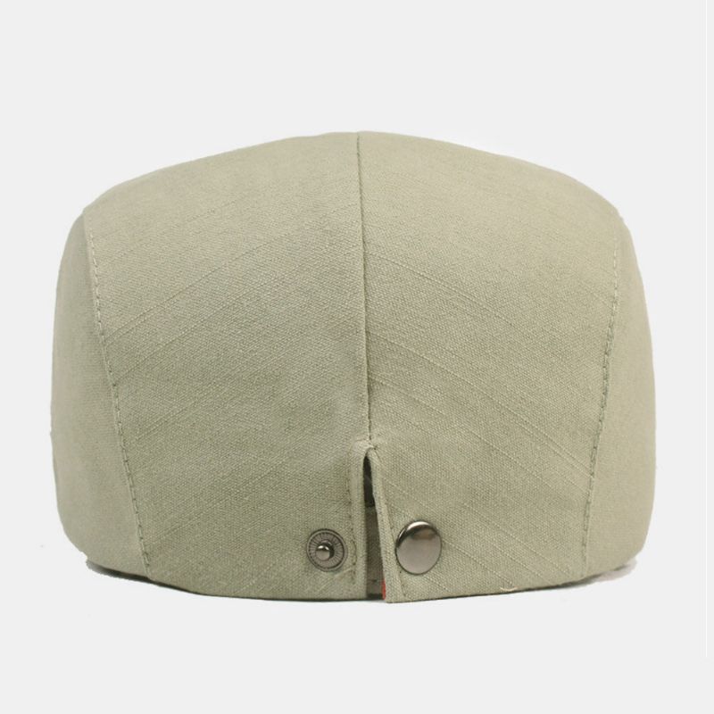 Hommes Coton Béret Casquette Couleur Unie Réglable Décontracté Rétro Parasol Avant Casquette Chapeau Plat