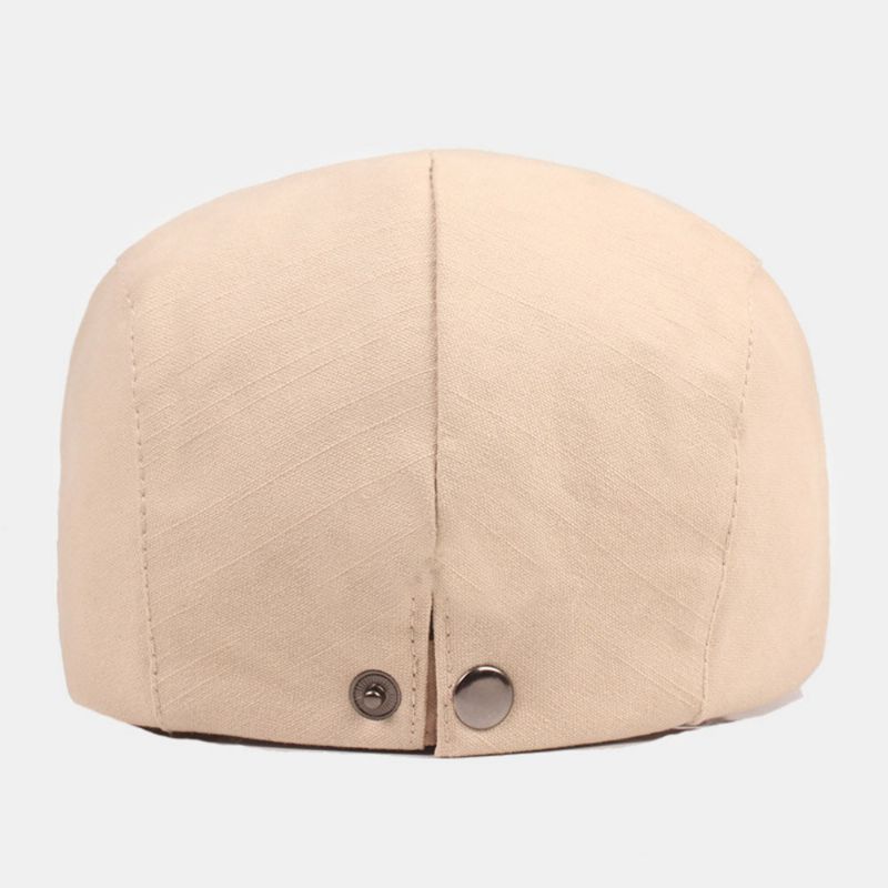 Hommes Coton Béret Casquette Couleur Unie Réglable Décontracté Rétro Parasol Avant Casquette Chapeau Plat