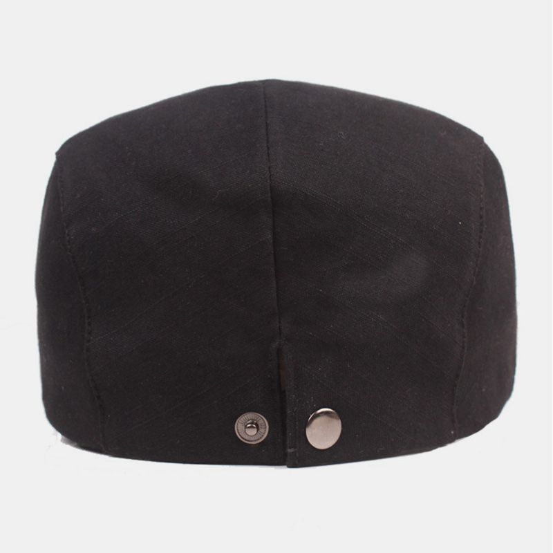 Hommes Coton Béret Casquette Couleur Unie Réglable Décontracté Rétro Parasol Avant Casquette Chapeau Plat