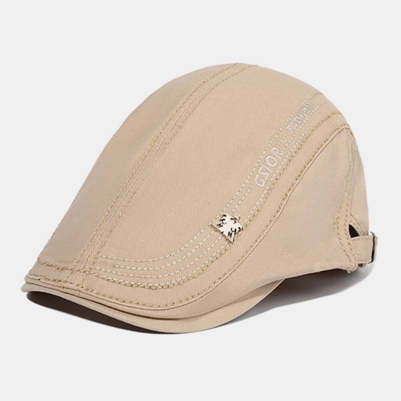 Hommes Coton Broderie Lettre Motif Décontracté Réglable Pare-soleil Avant Chapeau Béret Casquette Chapeau Plat