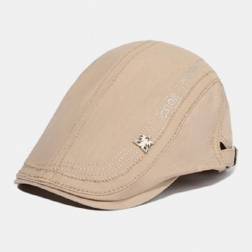 Hommes Coton Broderie Lettre Motif Décontracté Réglable Pare-soleil Avant Chapeau Béret Casquette Chapeau Plat