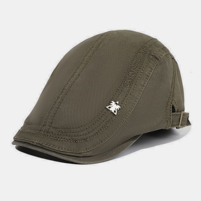 Hommes Coton Broderie Lettre Motif Décontracté Réglable Pare-soleil Avant Chapeau Béret Casquette Chapeau Plat