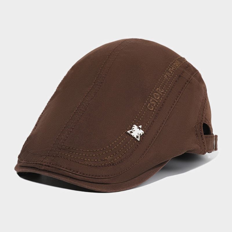 Hommes Coton Broderie Lettre Motif Décontracté Réglable Pare-soleil Avant Chapeau Béret Casquette Chapeau Plat