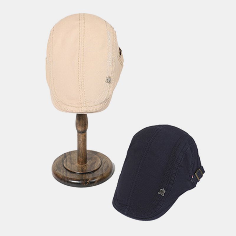 Hommes Coton Broderie Lettre Motif Décontracté Réglable Pare-soleil Avant Chapeau Béret Casquette Chapeau Plat