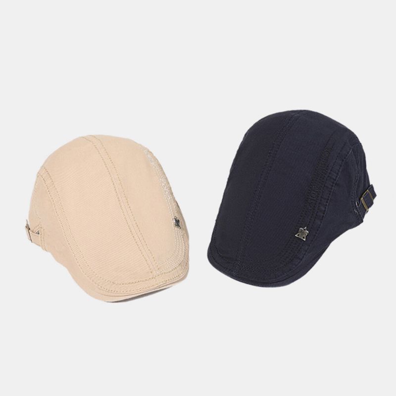 Hommes Coton Broderie Lettre Motif Décontracté Réglable Pare-soleil Avant Chapeau Béret Casquette Chapeau Plat