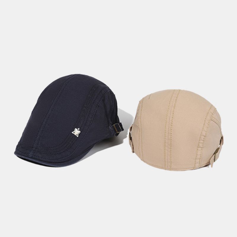 Hommes Coton Broderie Lettre Motif Décontracté Réglable Pare-soleil Avant Chapeau Béret Casquette Chapeau Plat