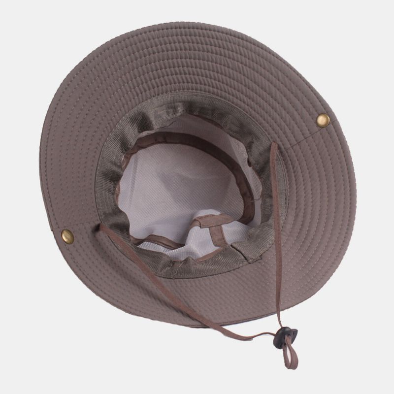 Hommes Coton Broderie Lettre Soleil Respirant Protection Parasol Chapeau Seau Chapeau