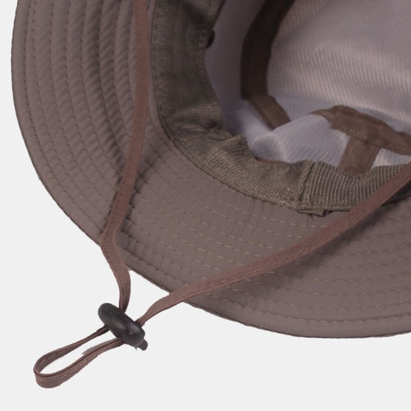 Hommes Coton Broderie Lettre Soleil Respirant Protection Parasol Chapeau Seau Chapeau