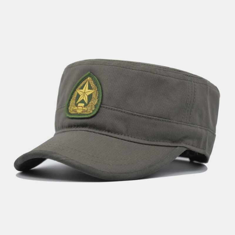 Hommes Coton Camouflage Broderie Impression À Cinq Branches Sports De Plein Air Alpinisme Chapeau Plat Casquette À Visière Chapeau Militaire