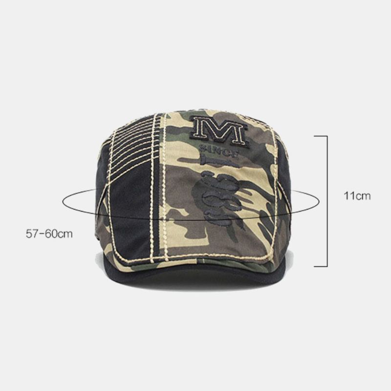 Hommes Coton Camouflage Lettre Broderie Motif Extérieur Décontracté Béret Casquette Avant Casquette Plat Chapeau